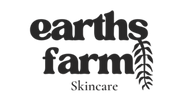 Logo of 'earth's farm skincare' with a leaf design on a white background